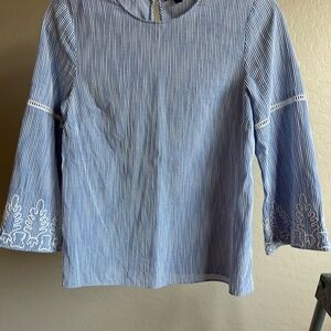 Blue and White Striped Top